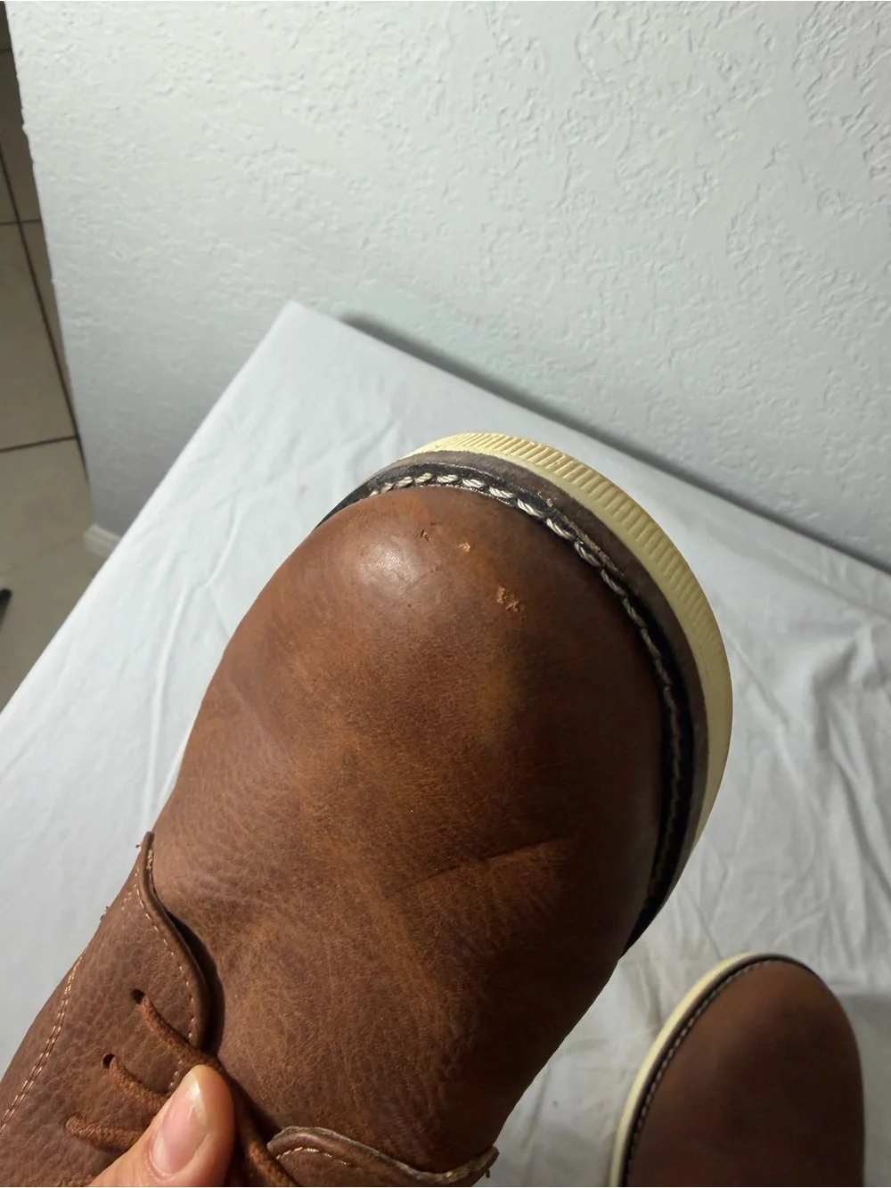 Bass Brown Leather Derby Shoes with Cream Soles